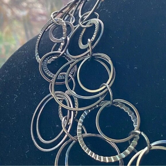 Modernist Circle Hoop Black and Bronze Necklace Layer Necklace - Picture 2 of 8